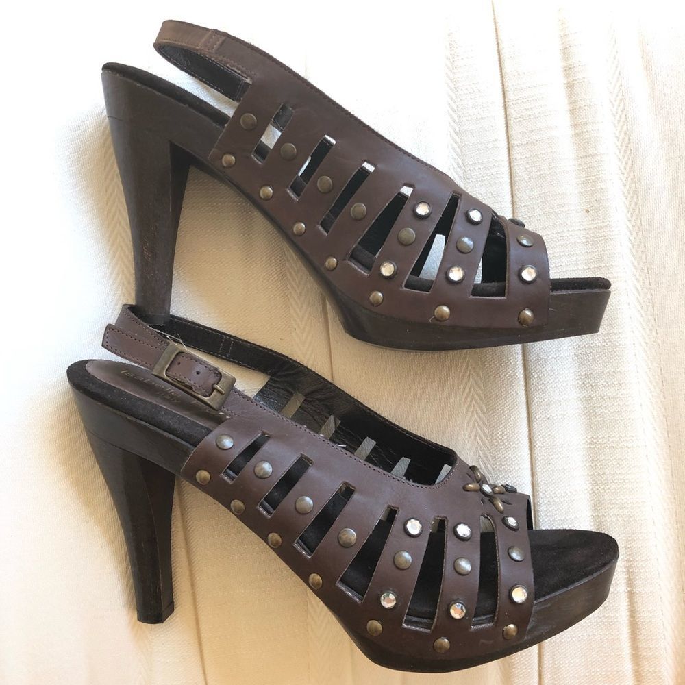 Isabella Fiore Cut-Out Studded Leather Sandals